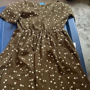 Charming Heart-Patterned Kids Casual Dress